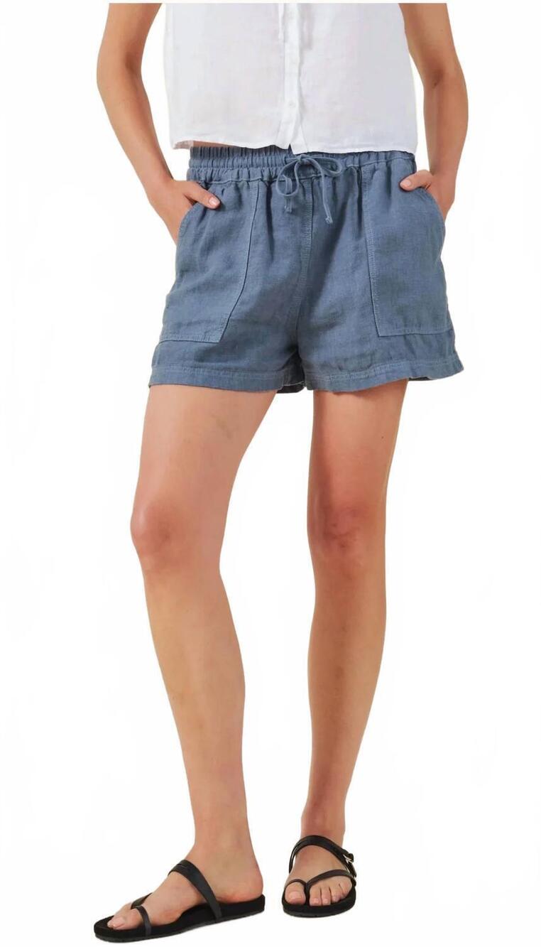 NEW VELVET BY GRAHAM & SPENCER women's sutton linen shorts in hailstone blue